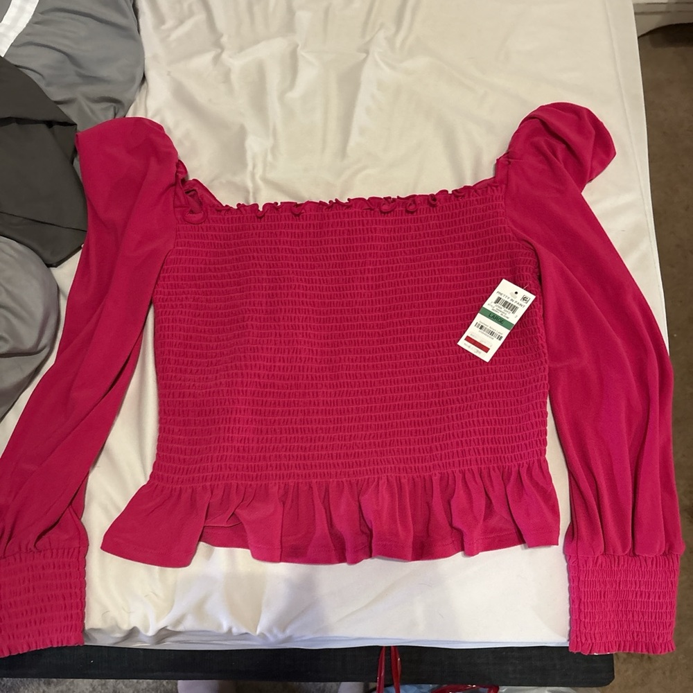 Bar III Pink Smocked Blouse